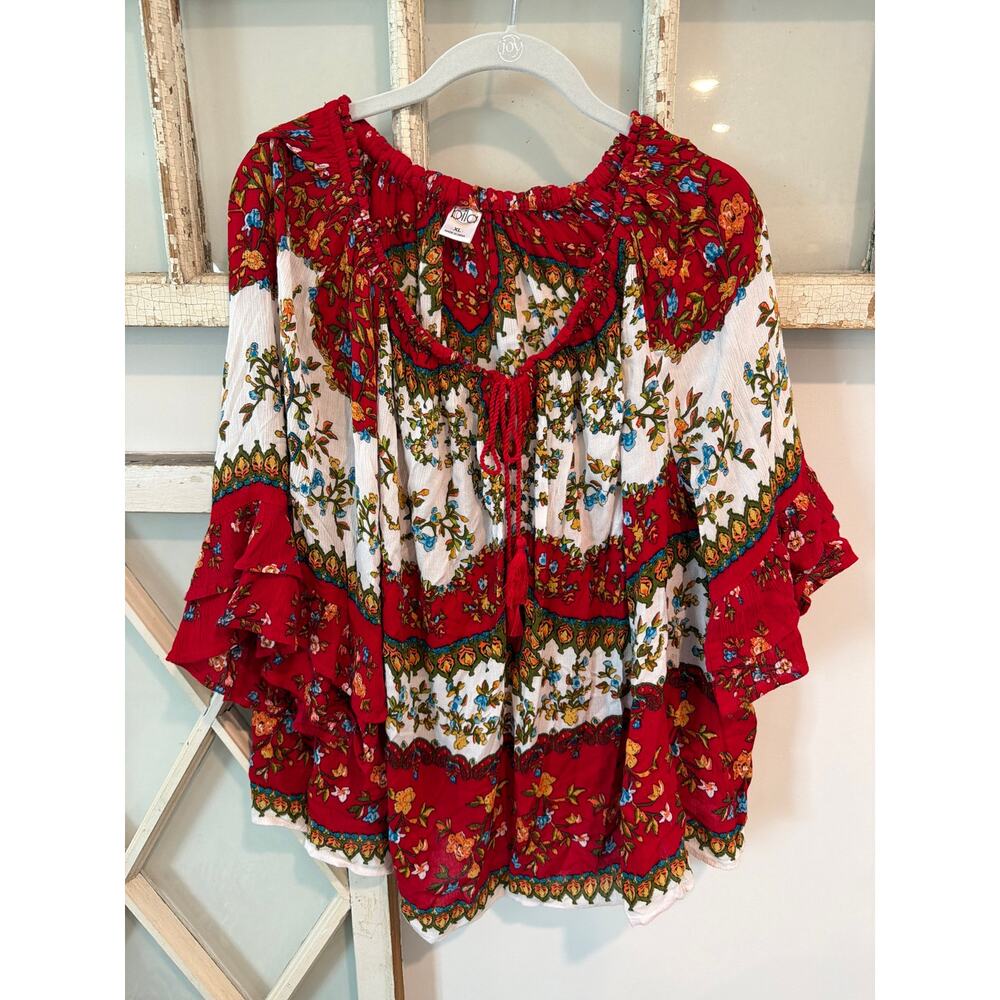 Bilabong boho peasant blouse top size XL
